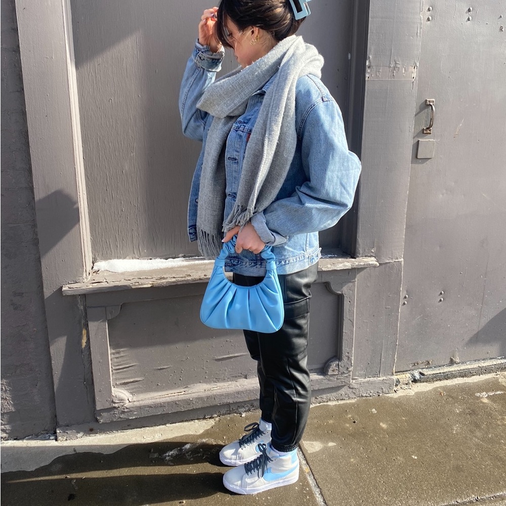 JW Pei Gabbi ruched hobo handbag - ice blue purse